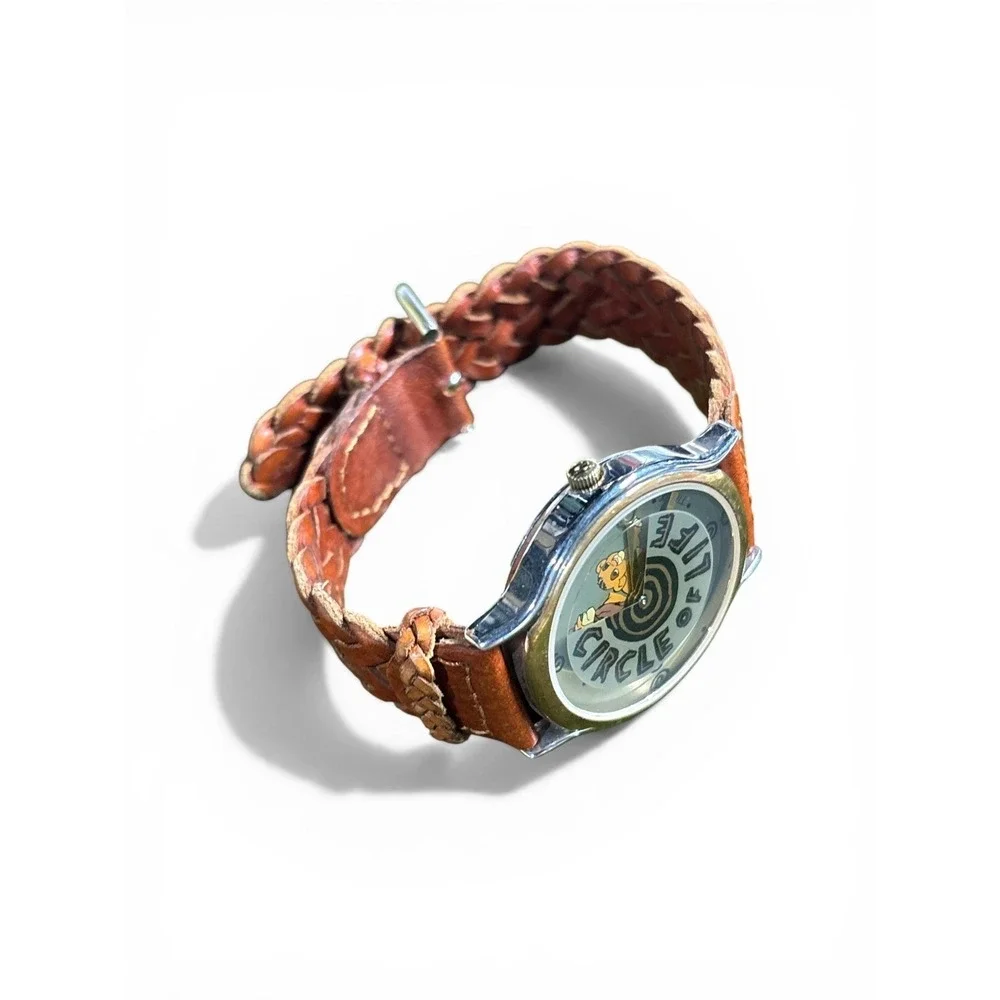 Vintage Disney The Lion King Timex Watch Circle of Life Braided Leather Strap